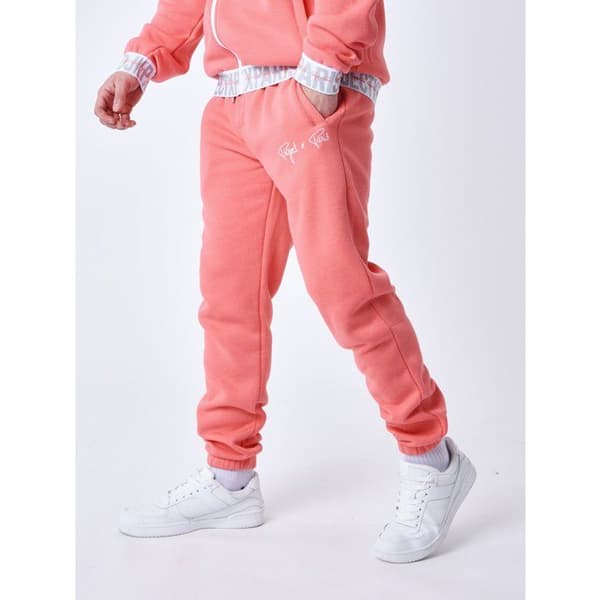 Joggingbyxor med logotypad elastisk midja Rosa S