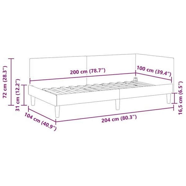 vidaXL Hörnsängram Mörkgrön 100 cm x 200 cm Sammet 42016238