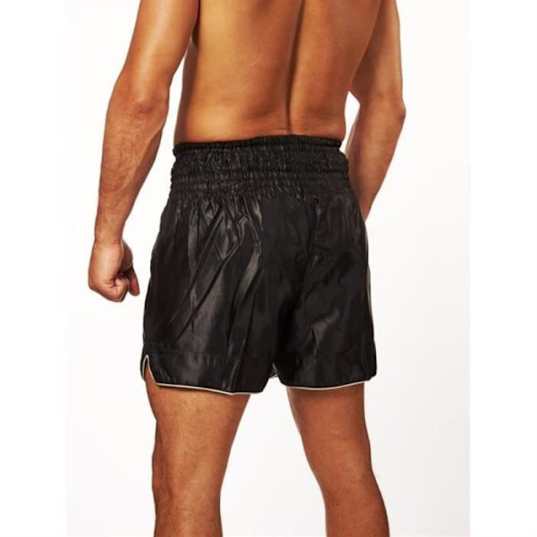 Kort Thaiboxningsshorts - LEONE - Herr - 100% Polyester - Bred Elastisk - Svart Svart jag