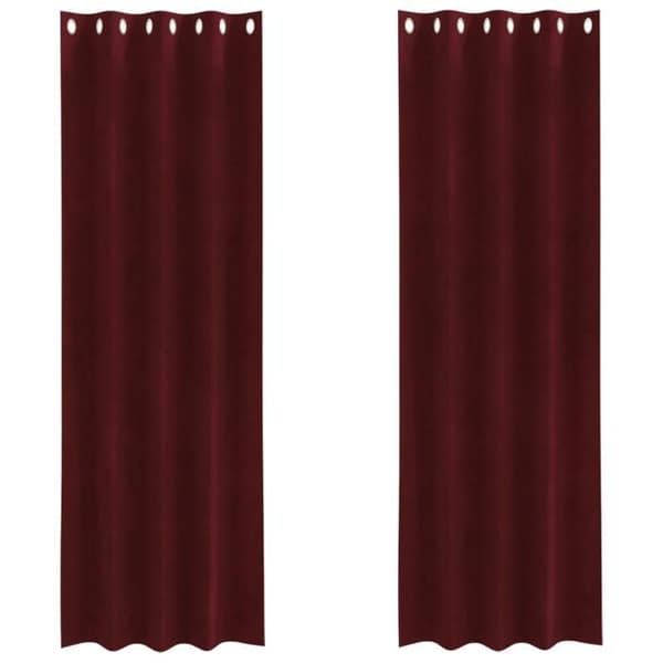 Mörkläggande gardiner - 2 st - Vinröd - Öljett - Polyester - Samtida design Bourgogne