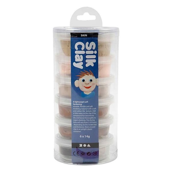 Silk Clay självhärdande modelllera set - Köttfärg - 6 x 14 gr - Kreativ leksak för vuxna Köttfärgad