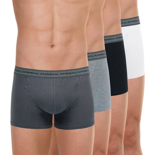 Boxers för män - ATHENA - Eco Pack Grå - Bomull - Paket med 4 - Optimal komfort Vit-svart-ljunggrå-antracit 7