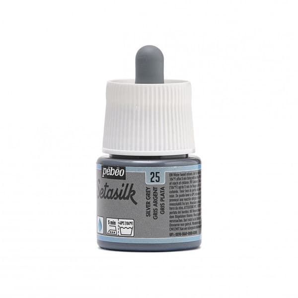 Silk paint - Pébéo - SetaSilk - 45 ml - Grå Silver - Mix - Vuxen Silvergrå