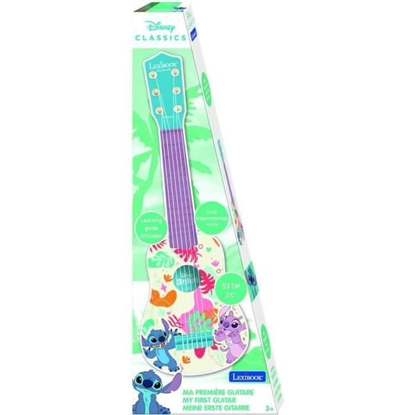 Lexibook, Disney Stitch, Min Första Gitarr för Barn, 6 Nylonsträngar, 53 cm, Guide Ingår, Från 3 år