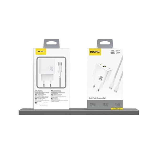 Väggladdare A27 MaxC USB-C USB-A GaN 35 W - Vit