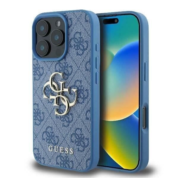 Coque Souple - GUESS - iPhone 16 Pro - Ekologiskt Läder - 4G Logotyp - Blå Blå