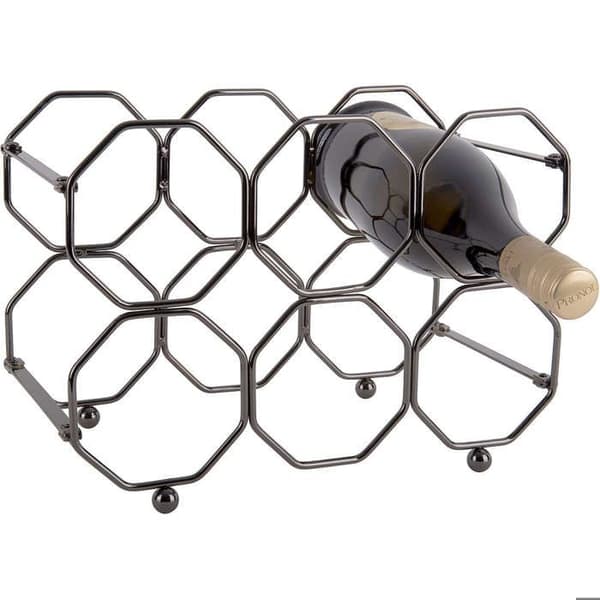Flaskhållare - HONEYCOMB - Vertikal - Grå rökfärg - Fällbar - För 6 flaskor Mörkgrå