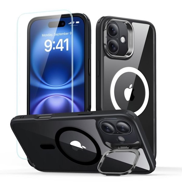 Fodral för iPhone 16 Plus + Case Cover - ESR Classic Hybrid HaloLock HaloLock Kickstand - Klar Svart