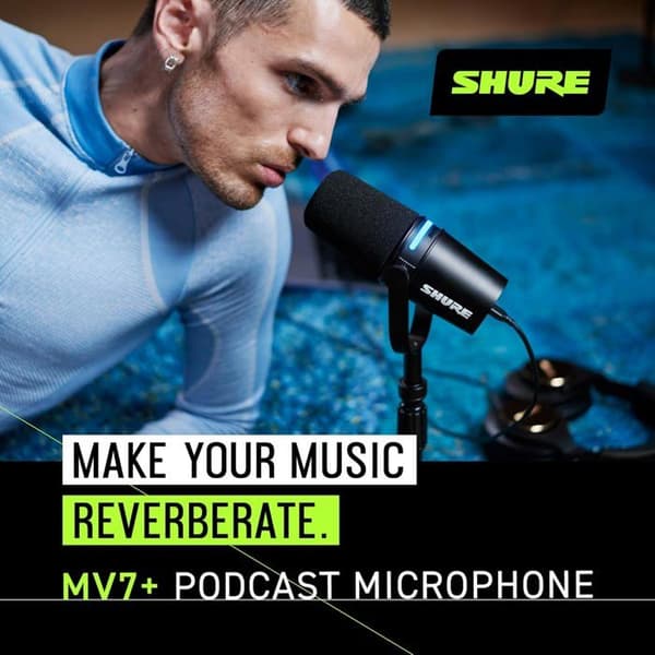 Shure MV7+ K med bordsstativ Dynamisk mikrofon Svart