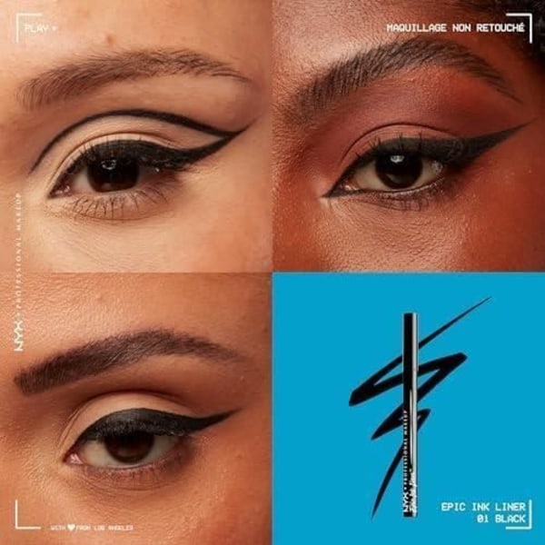 NYX Professional Makeup Eyeliner Feutre Epic Ink Liner, Paket med 2, Nyans Svart 01 Svart