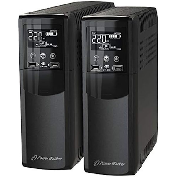 Inverter - POWERWALKER - VI 800 CSW IEC - Integrerad AVR-funktion - Ren sinusvågsutgång - 8 AC-utgångar Svart