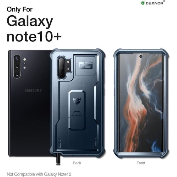 Skal för Samsung Galaxy Note 10 Plus - Dexnor - Stötabsorberande Skydd - Inbyggt Stöd - Blå Blå