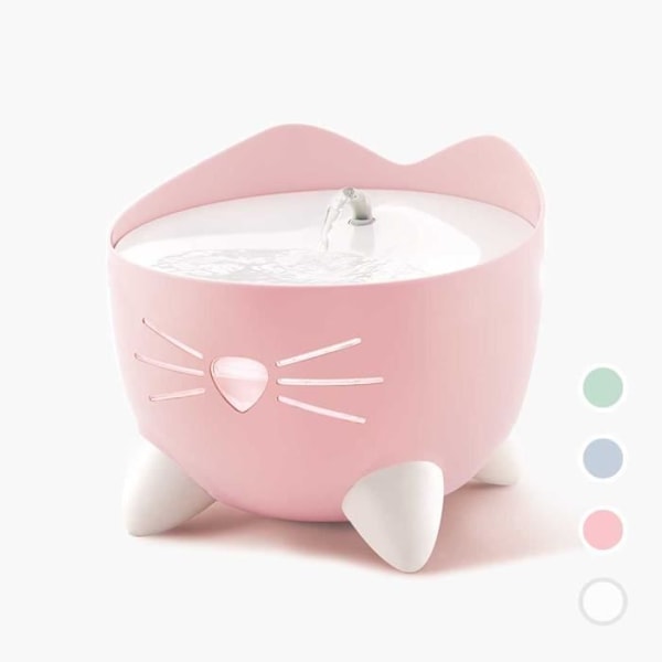 Vattenfontän för katt - CATIT - PIXI - 2,5L - Med LED - Tre vattenflödesinställningar - Ljusrosa Rosa