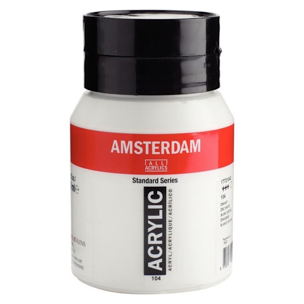 Akrylfärg - ZINC - Amsterdam - 500ml - Vit - Hög ljusbeständighet Vit