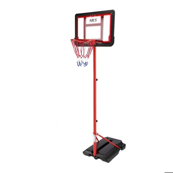 Basketbollnät - NILS - ZDK881A - Justerbar höjd - Inkluderar boll - Unisex, 4 år och uppåt svart röd