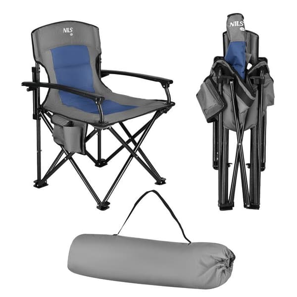 Fällbar campingstol - NILS CAMP - NC3075 - Blå - Oxford tyg 600D - Vadderad sits Blå