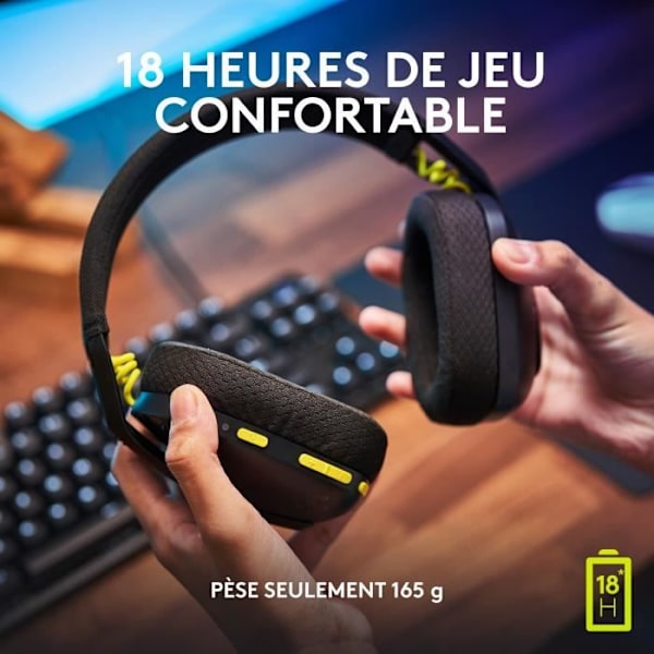 Spelheadset - Trådlöst - Logitech G - G435 Lightspeed - Med mikrofon - Svart Svart