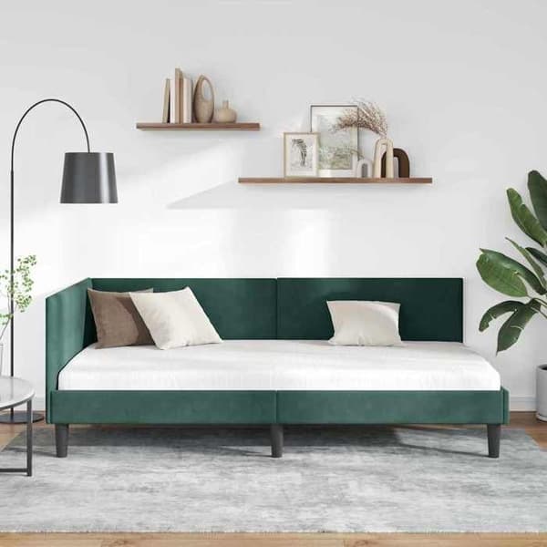 vidaXL Hörnsängram Mörkgrön 100 cm x 200 cm Sammet 42016238