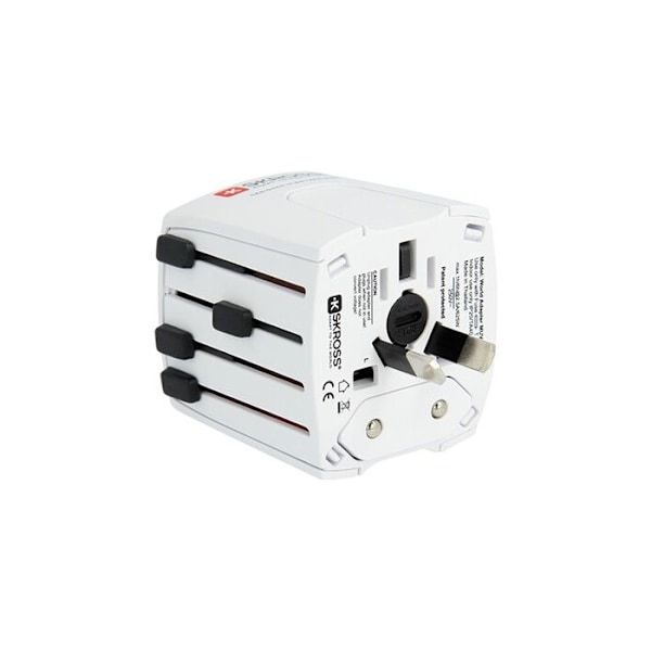 SKROSS MUV Micro Travel Adapter - Vit - Rektangulär - Interiör - För utlandet Vit