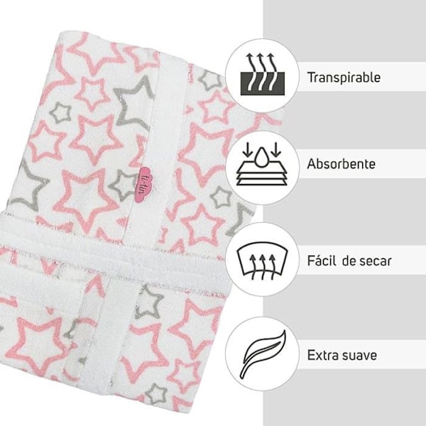 Barnrok - TI-TIN - Stjärnmönster - Mjuk - Absorberande - 1 till 2 år Rosa