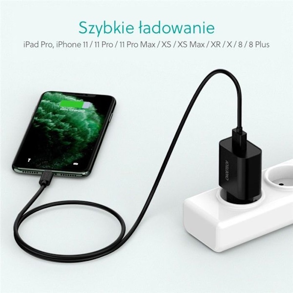 Laddare - Choetech nätadapter - Q5003 - 18W USB-A väggladdare (svart)