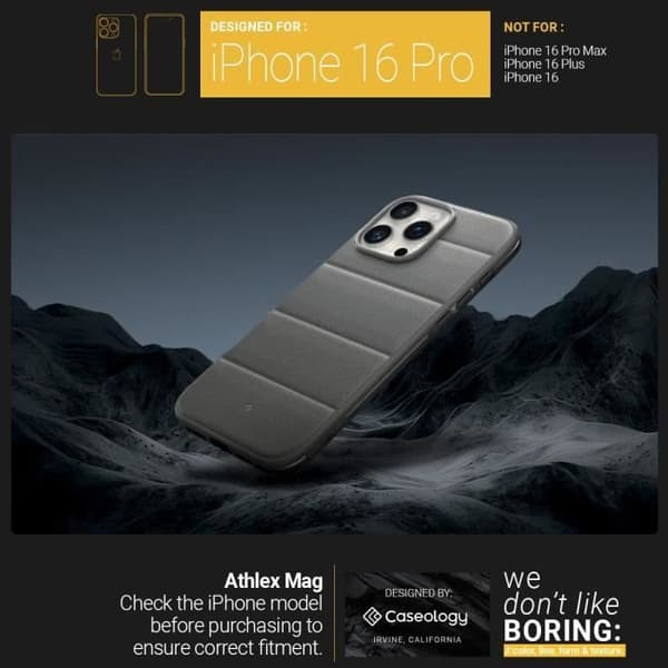 Coque - Caseology - Athlex Mag - iPhone 16 Pro - Grå - TPU - Stötskydd Grå