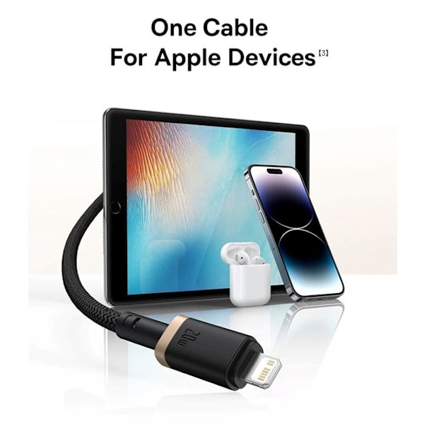 USB-C till Lightning datakabel, 20W, 1m - Baseus Dura (P10377800U01-00) - Guld / Svart