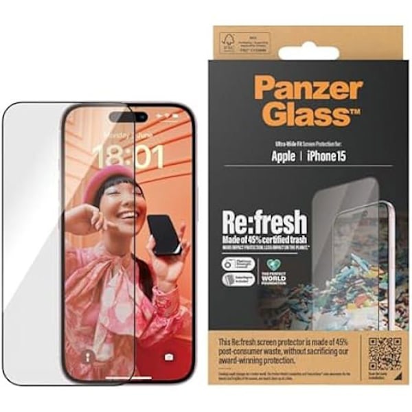 Skärmskydd - PANZERGLASS - IP 15 - Återvunnet glas - Transparent - Hög protection Transparent
