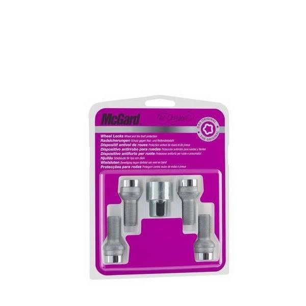 4 st MCGARD 28017SU stöldskyddsskruvar - M14 x 1,5 gänga - R14 säte - Ø17 x L45 mm KROM