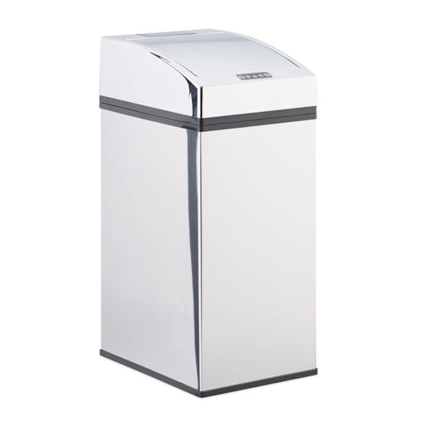 Relaxdays Sensor Papperskorg i Rostfritt Stål, Automatisk Lock, Hink, hygienisk, 7L, batteridriven, olika storlekar, silver. silver, svart