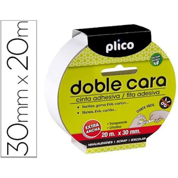 Dubbelhäftande tejp - PLICO - 13320 - Transparent - 20 x 30 mm - Säljs styckvis transparent