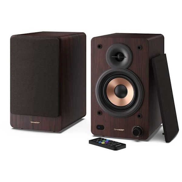 Bluetooth-högtalare - SHARP - CP-SS30(BR) - Brun bokhylla - 2x 30W - 2-vägs - Trådlös - 60W RMS kastanj
