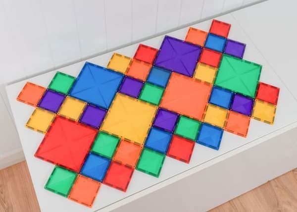 CONNETIX Byggplattor Magnetiska Regnbåge Fyrkantspaket, 42 Delar Regnbåge