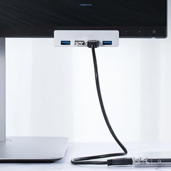 USB-hubb - ORICO - MH4PU - 4 Portar USB-A 3.0 - Klämfäste - Silverdesign