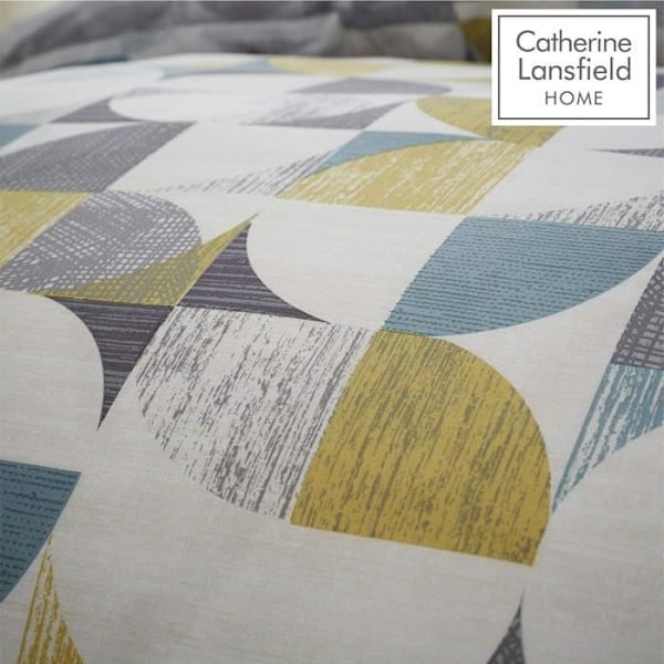 Catherine Lansfield Retro Circles påslakanset i polycotton, flerfärgad, dubbel - BD-48916-W-DQS-MU