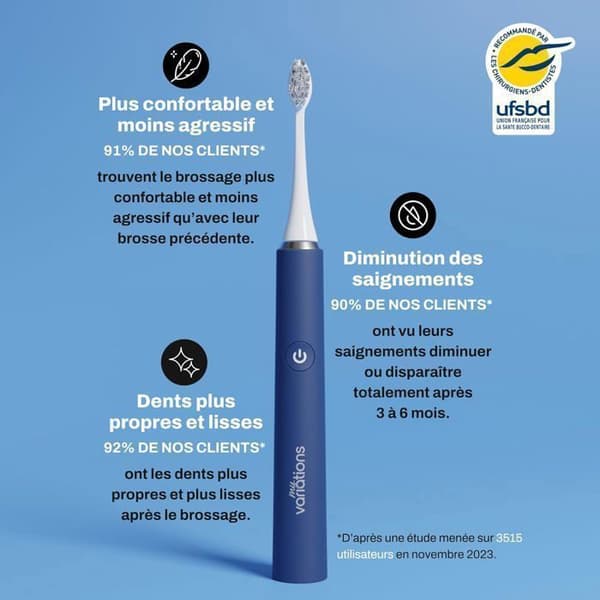 My Variations ® Sonic Tandborste - 1 Månad Autonomi - 5 Läge - Timer 2 Min - USB-C - Nattblå Blå Natt