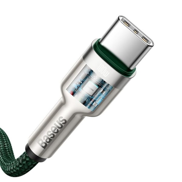 Snabb laddkablar - Baseus - Typ C till Typ C - 100W - 2m - Flätad nylon grön