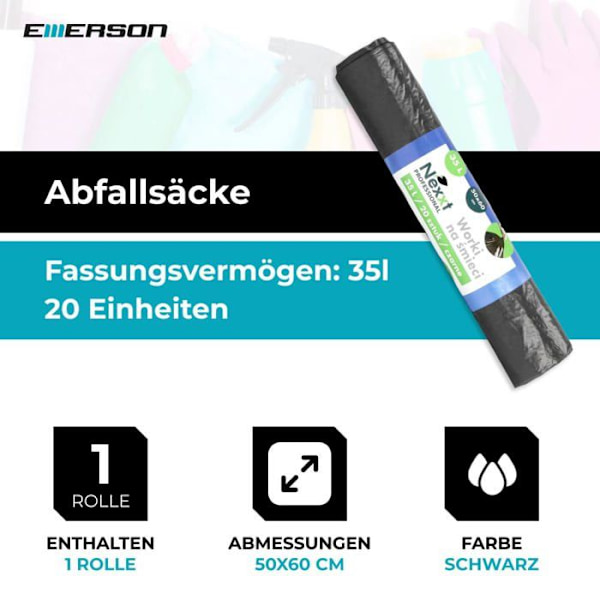 Sopptaske - plastiksæk Nexxt - CH-nexxtworki35l - Sopptasker 35L LDPE sort (20)