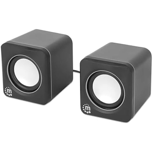 Högtalare stereo 2.0 - MANHATTAN - Modell 102704 - USB - USB-strömförsörjning - Enkel volymkontroll Svart