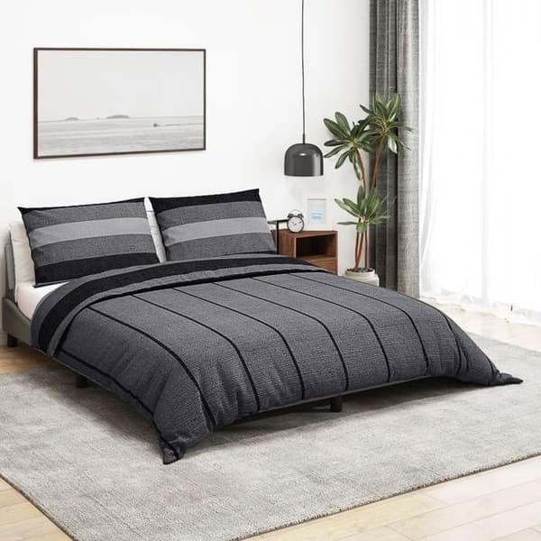 vidaXL Påslakanset Mörkgrå 140x200 cm Bomull 136417