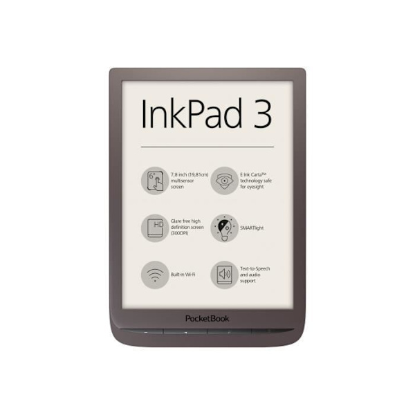 PocketBook InkPad 3 eBook Reader 8GB 7,8" Monokrom E Ink Carta (1872 x 1404) Pekskärm MicroSD-kortplats Wi-Fi Brun...