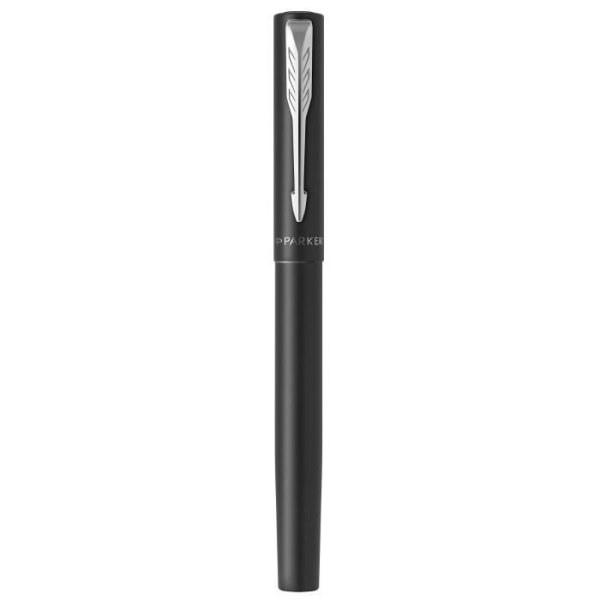 PARKER VECTOR XL rullbollspenna, metallic svart lack på mässing, fin spets svart refill, presentförpackning Svart