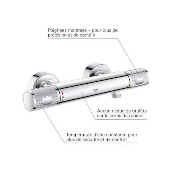 GROHE Precision Feel termostatisk duschblandare - Krom - Vattenbesparande - Metall