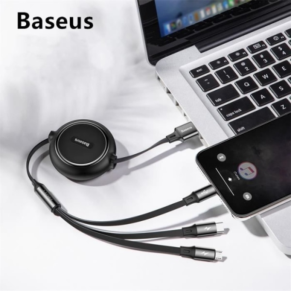 Baseus 3 i 1 justerbar USB-laddarkabel för iOS + Micro USB + Typ C