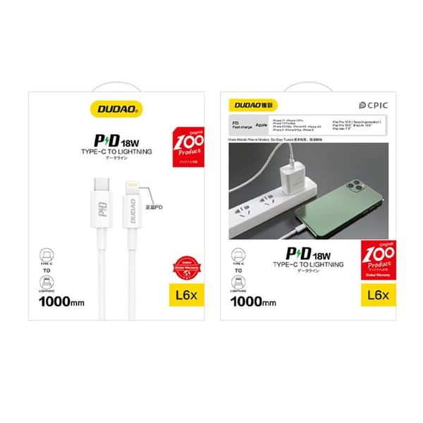 Kabel - DUDAO - L6X - USB-C / Lightning - PD 20 W - 1 m