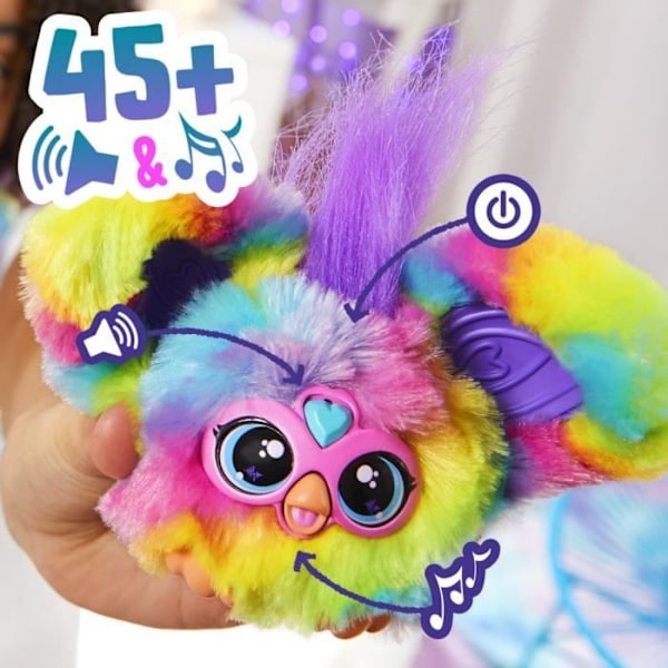 Furby Furblets Ray-Vee Electro, mini elektronisk plyschleksak för flickor och pojkar från 6 år och uppåt Flerfärgad