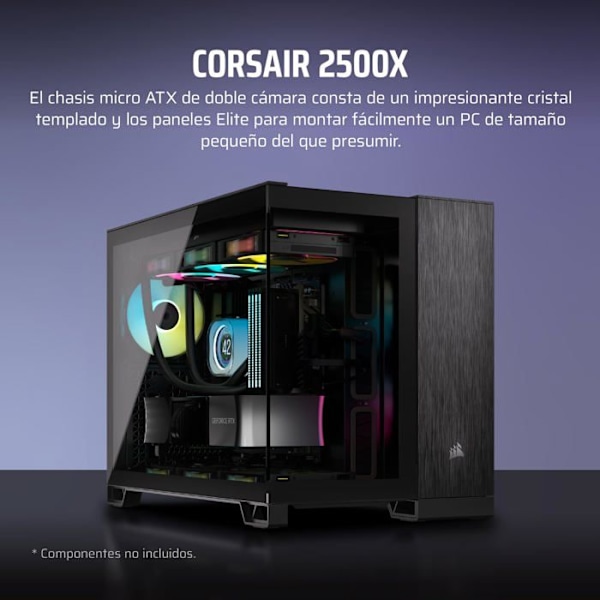Mini Tour Chassi Micro ATX - CORSAIR - 2500X - Glaspaneler - Svart/Grå - Elegant design