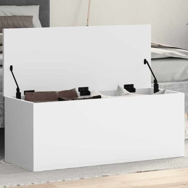 Förvaringslåda vit 90x35x35 cm träfiberboard Vit