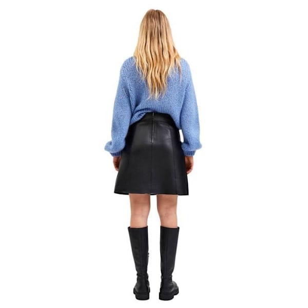 SELECTED Mini Läderkjol - Svart - Mellanstor - A-linjeform Svart 34