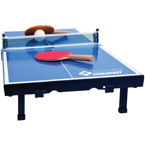 Minibordtennis/pingisbord - SCHILDKRÖT - 2 racketar och boll ingår - L 66 x D 33 x H 9 cm Blå